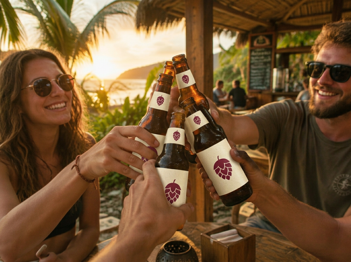 Amigos brindando con cerveza